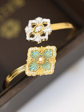 Buccellati Double Flower Diamond Bangle
